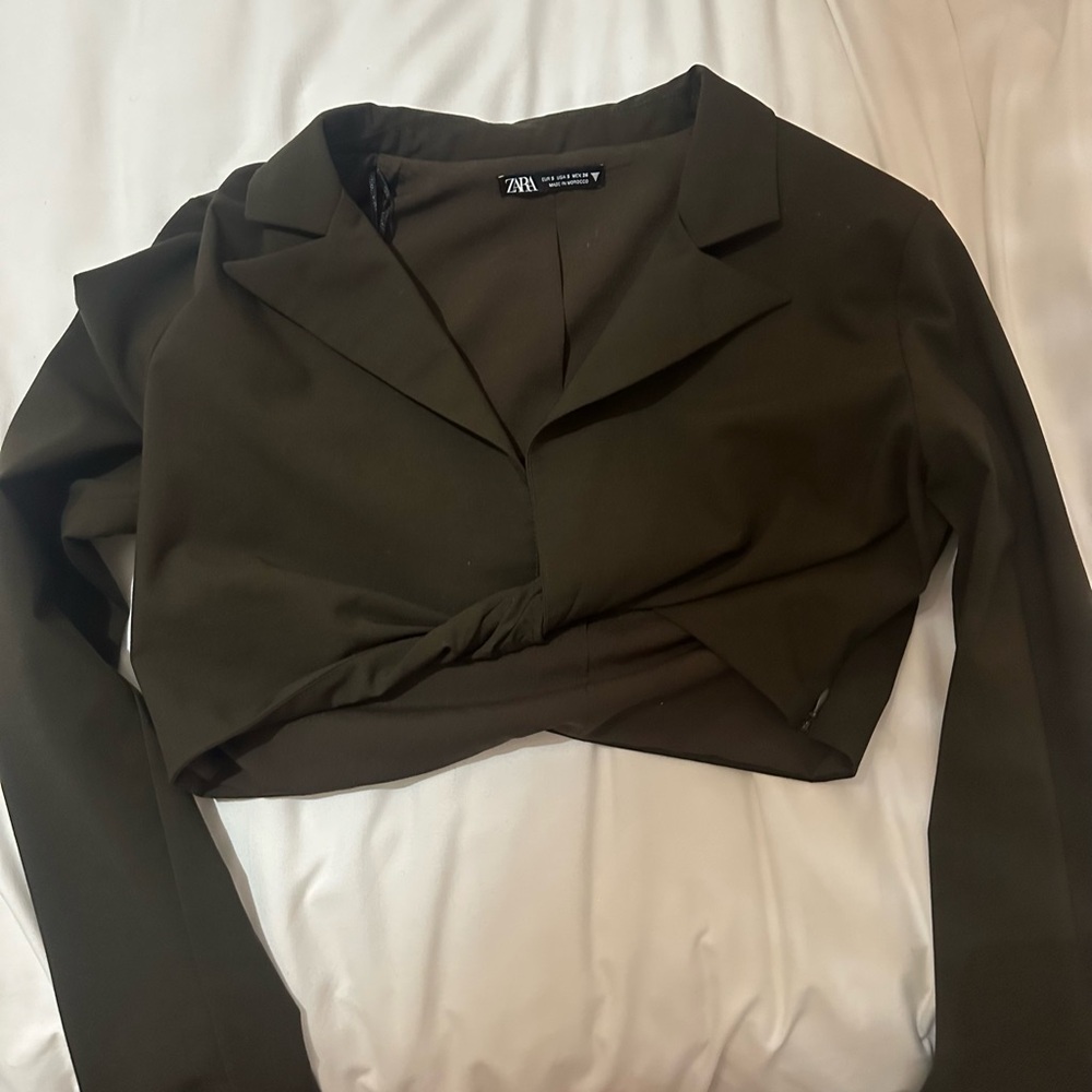 Zara Dark Olive Button Down Shirt